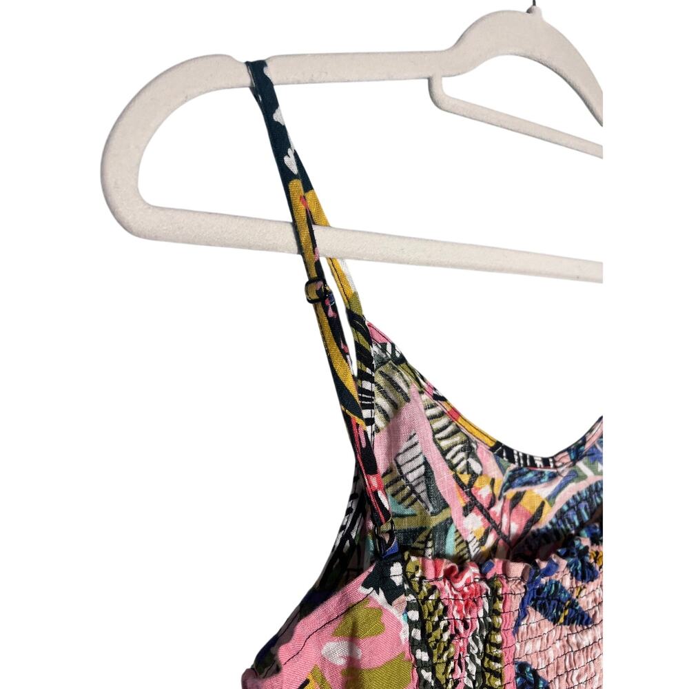 Cynthia Rowley Linen Dress Size 14 Strap Hawaiian Floral Tropical Beach Resort - Picture 7 of 7
